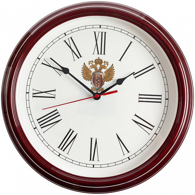 Часы настенные Flat Circle, бордовые с логотипом в Ставрополе заказать по выгодной цене в кибермаркете AvroraStore