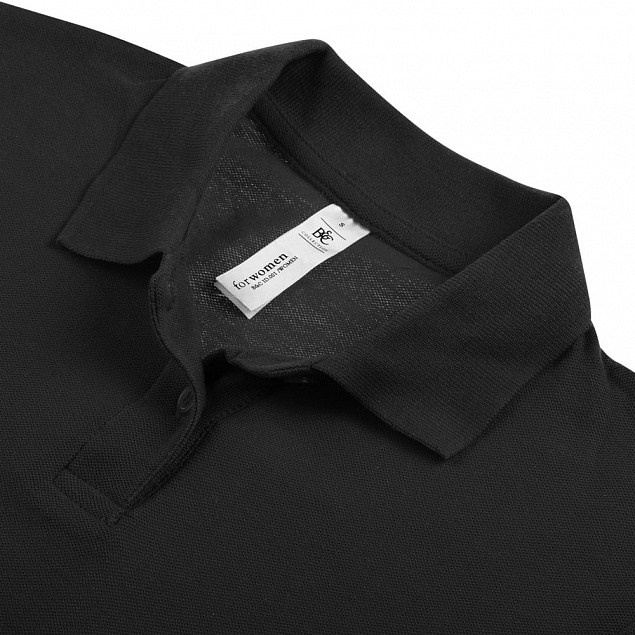 Рубашка поло женская ID.001 черная с логотипом в Ставрополе заказать по выгодной цене в кибермаркете AvroraStore