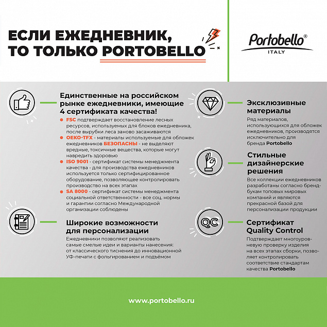Ежедневник Portobello Trend, Rain, недатированный, серый с логотипом в Ставрополе заказать по выгодной цене в кибермаркете AvroraStore