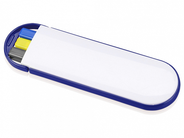 Набор Квартет: ручка шариковая, карандаш и маркер, белый/синий с логотипом в Ставрополе заказать по выгодной цене в кибермаркете AvroraStore