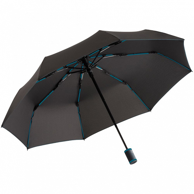 Зонт складной AOC Mini с цветными спицами, бирюзовый с логотипом в Ставрополе заказать по выгодной цене в кибермаркете AvroraStore