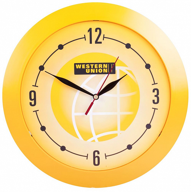 Часы настенные Vivid large, желтые с логотипом в Ставрополе заказать по выгодной цене в кибермаркете AvroraStore