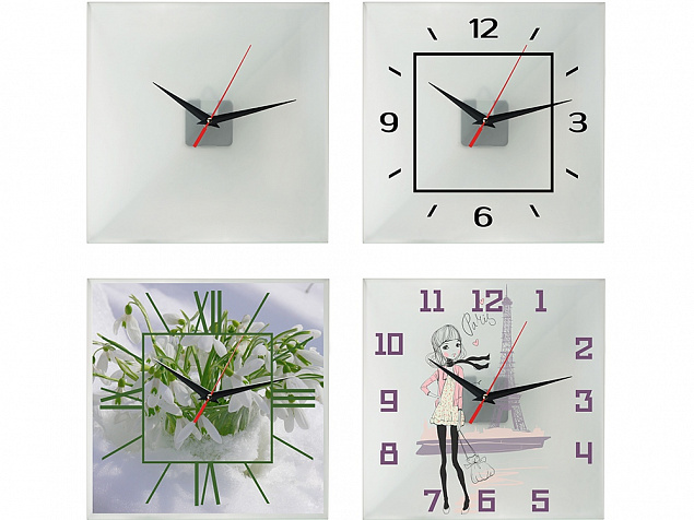 Часы настенные квадратные из стекла 28х28 см Nile с логотипом в Ставрополе заказать по выгодной цене в кибермаркете AvroraStore