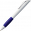 Ручка шариковая Grip, белая с синим с логотипом в Ставрополе заказать по выгодной цене в кибермаркете AvroraStore