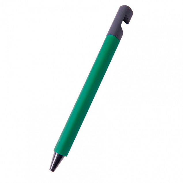 N5 soft,  ручка шариковая, зеленый/черный, пластик,soft-touch, подставка для смартфона с логотипом в Ставрополе заказать по выгодной цене в кибермаркете AvroraStore