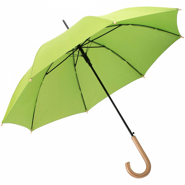 Зонт-трость OkoBrella, зеленое яблоко с логотипом в Ставрополе заказать по выгодной цене в кибермаркете AvroraStore