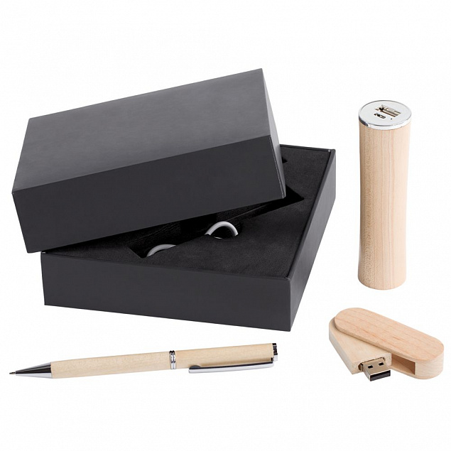 Набор Wood: аккумулятор, флешка и ручка с логотипом в Ставрополе заказать по выгодной цене в кибермаркете AvroraStore