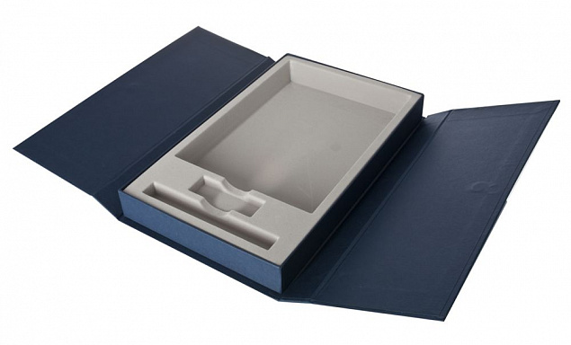 Коробка Triplet под ежедневник, флешку и ручку, синяя с логотипом в Ставрополе заказать по выгодной цене в кибермаркете AvroraStore