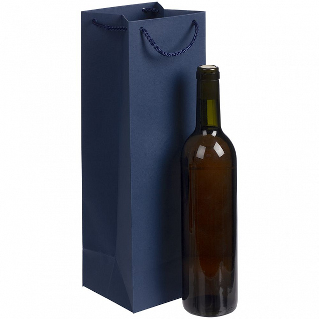 Пакет под бутылку Vindemia, синий с логотипом в Ставрополе заказать по выгодной цене в кибермаркете AvroraStore