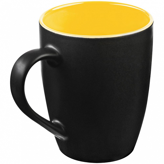 Кружка Bright Tulip, матовая, черная с желтым с логотипом в Ставрополе заказать по выгодной цене в кибермаркете AvroraStore
