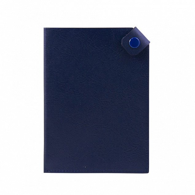 Чехол для паспорта PURE 140*90 мм., застежка на кнопке, натуральная кожа (фактурная), синий с логотипом в Ставрополе заказать по выгодной цене в кибермаркете AvroraStore