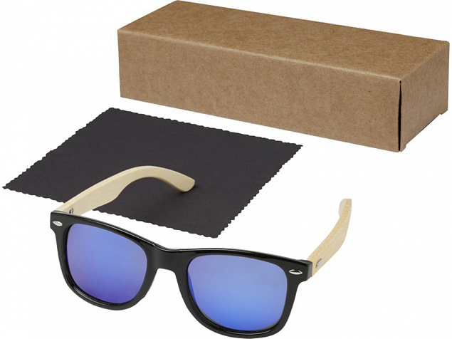 Taiyō, зеркальные поляризованные солнцезащитные очки в оправе из переработанного PET-пластика/бамбука в подарочной коробке, дерево с логотипом в Ставрополе заказать по выгодной цене в кибермаркете AvroraStore