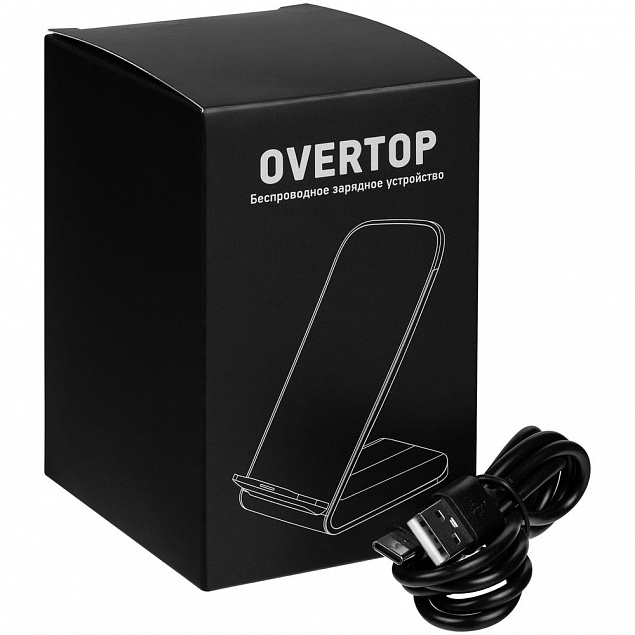 Быстрое беспроводное зарядное устройство Overtop, черное с логотипом в Ставрополе заказать по выгодной цене в кибермаркете AvroraStore