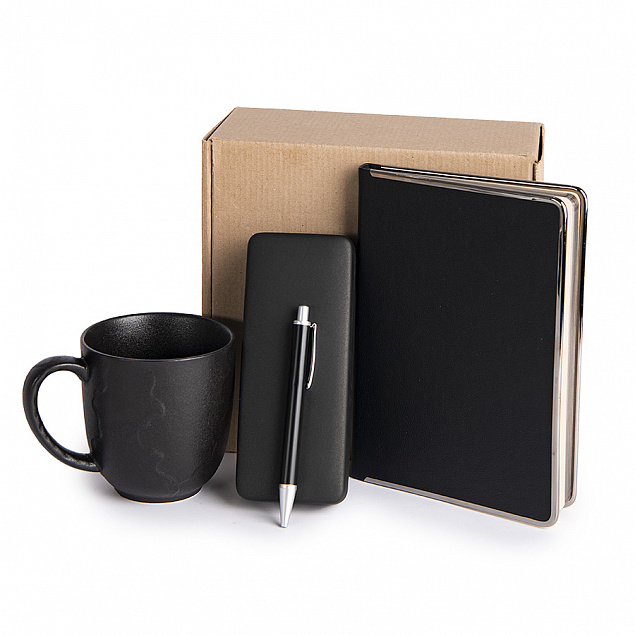 Набор подарочный AUTOGRAPH: кружка, ежедневник, ручка, футляр для ручки, стружка, коробка, черный с логотипом в Ставрополе заказать по выгодной цене в кибермаркете AvroraStore