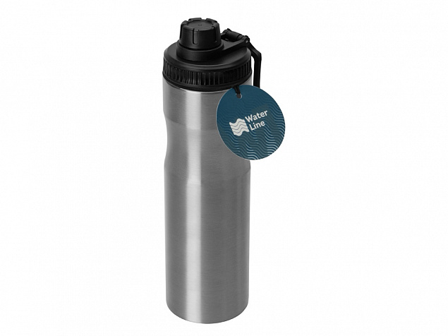 Бутылка для воды Supply Waterline, нерж сталь, 850 мл, серебристый/черный с логотипом в Ставрополе заказать по выгодной цене в кибермаркете AvroraStore