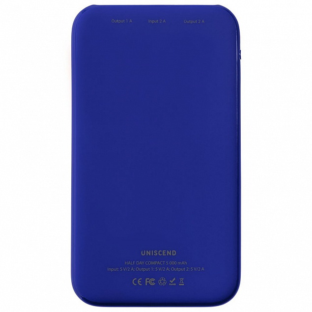 Внешний аккумулятор Uniscend Half Day Compact 5000 мAч, синий с логотипом в Ставрополе заказать по выгодной цене в кибермаркете AvroraStore