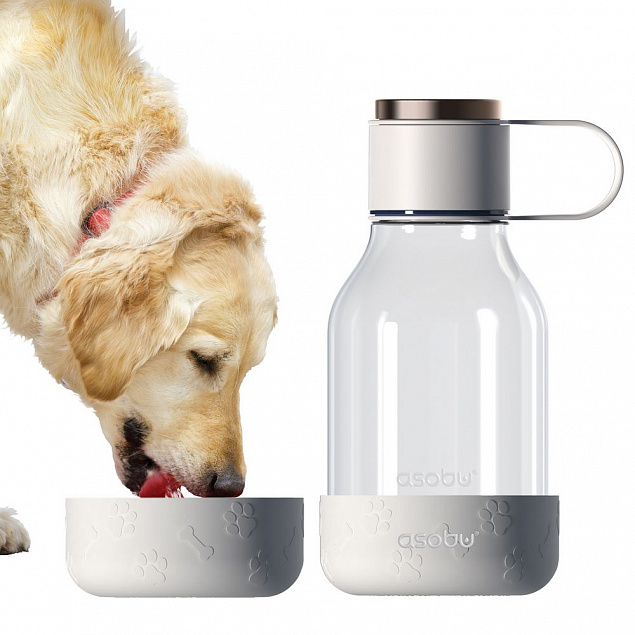 Бутылка для воды с миской для питомца Dog Water Bowl Lite, белая с логотипом в Ставрополе заказать по выгодной цене в кибермаркете AvroraStore