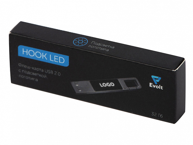 USB 2.0- флешка на 32 Гб c подсветкой логотипа «Hook LED» с логотипом в Ставрополе заказать по выгодной цене в кибермаркете AvroraStore