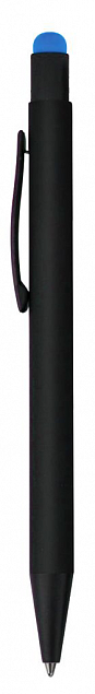 Ручка шариковая Raven (черная с голубым) с логотипом в Ставрополе заказать по выгодной цене в кибермаркете AvroraStore