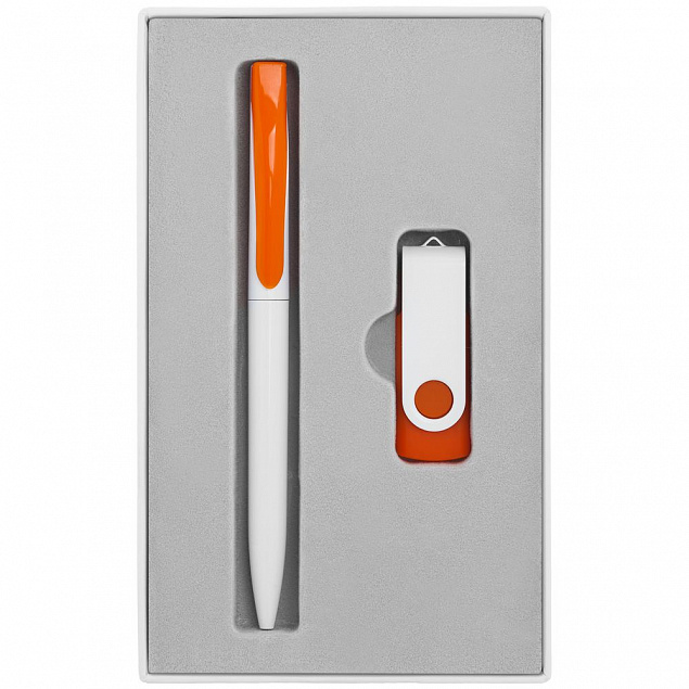 Набор Twist White, белый с оранжевым, 8 Гб с логотипом в Ставрополе заказать по выгодной цене в кибермаркете AvroraStore