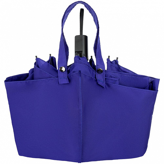 Зонт-сумка складной Stash, синий с логотипом в Ставрополе заказать по выгодной цене в кибермаркете AvroraStore