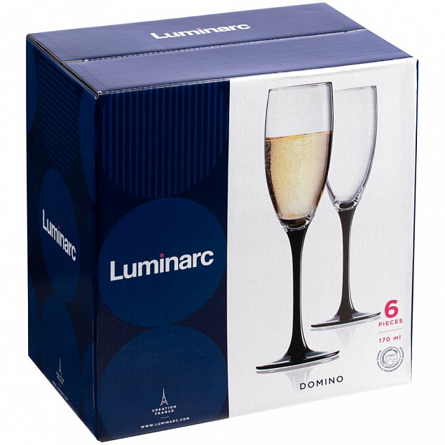 Набор бокалов для шампанского «Домино» с логотипом в Ставрополе заказать по выгодной цене в кибермаркете AvroraStore