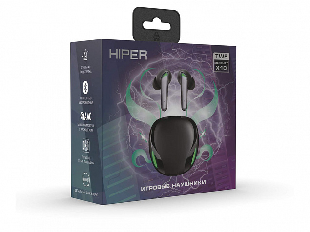 Беспроводные наушники HIPER TWS Mercury X10 (HTW-MX10) Bluetooth 5.0 гарнитура, Черный с логотипом в Ставрополе заказать по выгодной цене в кибермаркете AvroraStore