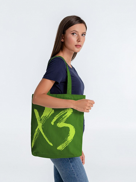 Холщовая сумка «ХЗ», ярко-зеленая с логотипом в Ставрополе заказать по выгодной цене в кибермаркете AvroraStore