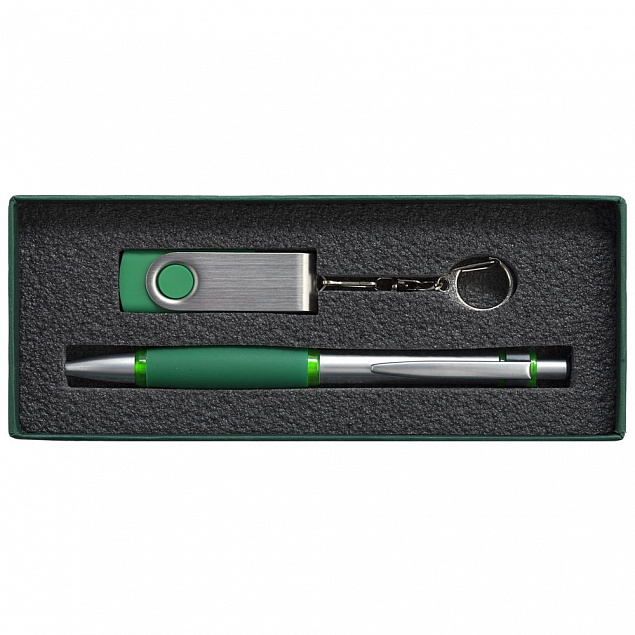 Набор Notes: ручка и флешка 8 Гб, зеленый с логотипом в Ставрополе заказать по выгодной цене в кибермаркете AvroraStore