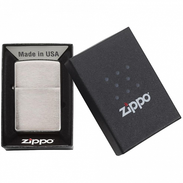 Зажигалка Zippo Classic Brushed, серебристая с логотипом в Ставрополе заказать по выгодной цене в кибермаркете AvroraStore