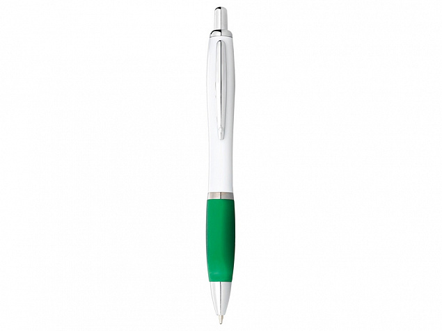 Ручка шариковая Nash, белый/зеленый, черные чернила с логотипом в Ставрополе заказать по выгодной цене в кибермаркете AvroraStore