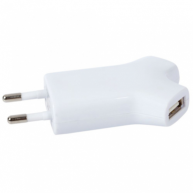 Сетевое зарядное устройство Uniscend Double USB, белое с логотипом в Ставрополе заказать по выгодной цене в кибермаркете AvroraStore