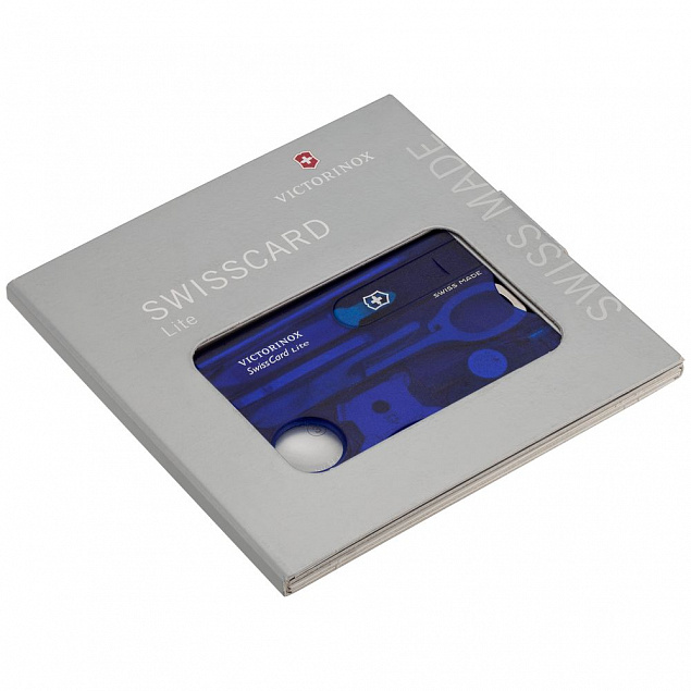 Набор инструментов SwissCard Lite, синий с логотипом в Ставрополе заказать по выгодной цене в кибермаркете AvroraStore