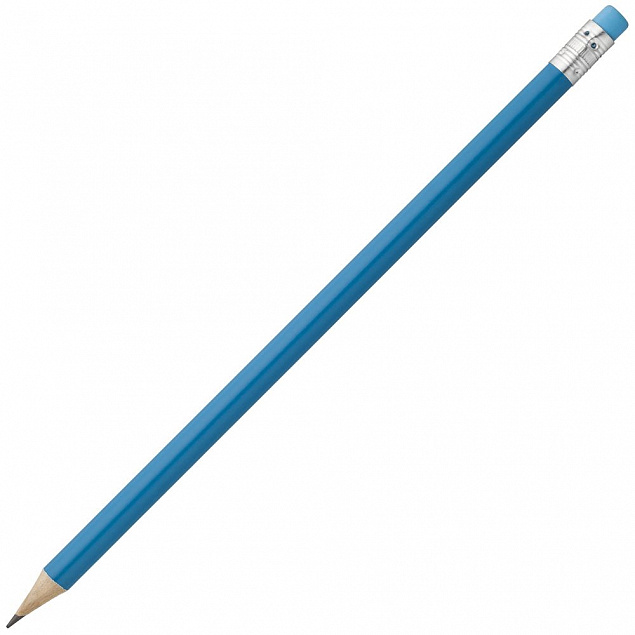 Карандаш простой Hand Friend с ластиком, голубой с логотипом в Ставрополе заказать по выгодной цене в кибермаркете AvroraStore