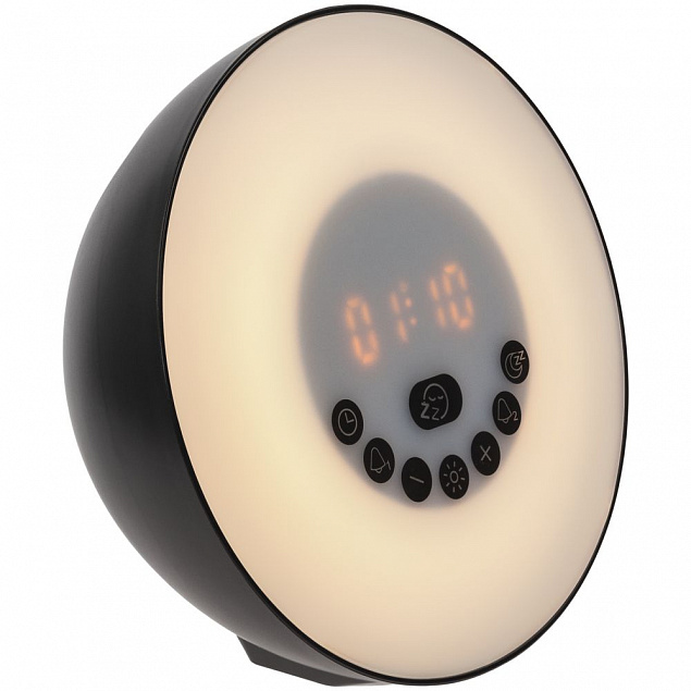 Лампа-колонка dreamTime для пробуждения светом и музыкой, черная с логотипом в Ставрополе заказать по выгодной цене в кибермаркете AvroraStore