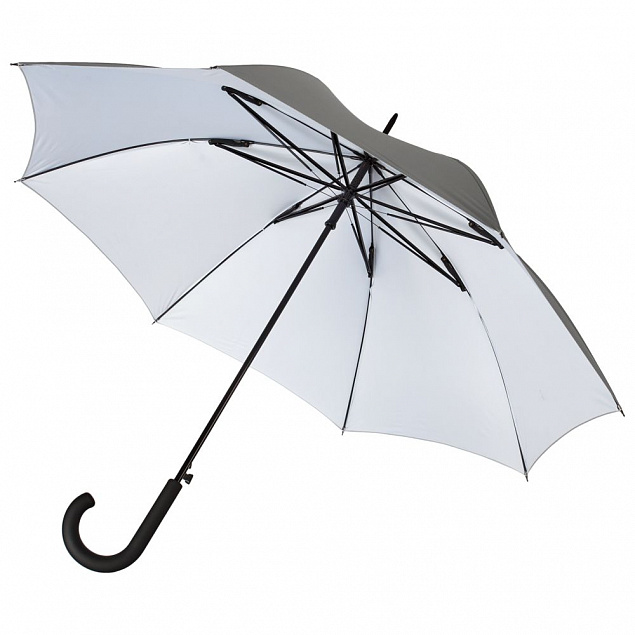 Зонт-трость Wind, серебристый с логотипом в Ставрополе заказать по выгодной цене в кибермаркете AvroraStore