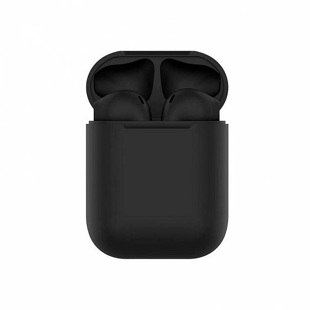 Наушники беспроводные с зарядным боксом TWS AIR SOFT, цвет черный  с логотипом в Ставрополе заказать по выгодной цене в кибермаркете AvroraStore