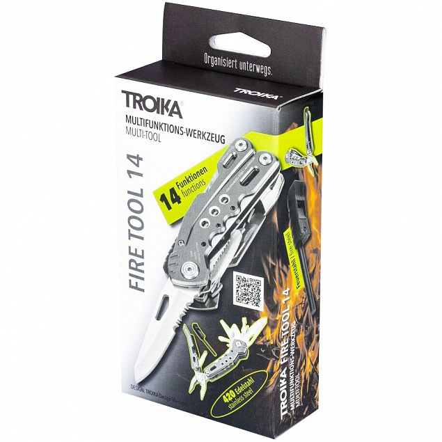 Мультитул Fire Tool 14, серый с логотипом в Ставрополе заказать по выгодной цене в кибермаркете AvroraStore