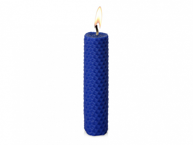 Свеча из вощины 3 х 12,5 см с деревянным ярлыком, синий с логотипом в Ставрополе заказать по выгодной цене в кибермаркете AvroraStore