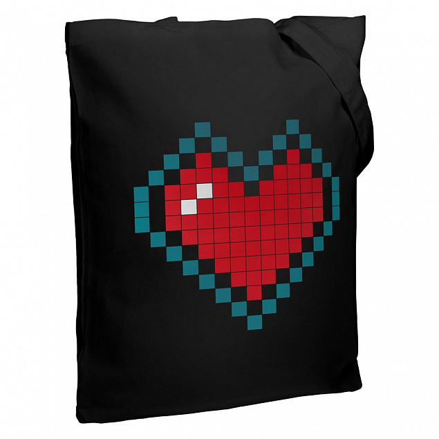 Холщовая сумка Pixel Heart, черная с логотипом в Ставрополе заказать по выгодной цене в кибермаркете AvroraStore