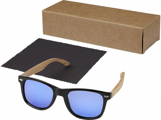 Hiru, зеркальные поляризованные солнцезащитные очки в оправе из переработанного PET-пластика/дерева в подарочной коробке, дерево с логотипом в Ставрополе заказать по выгодной цене в кибермаркете AvroraStore