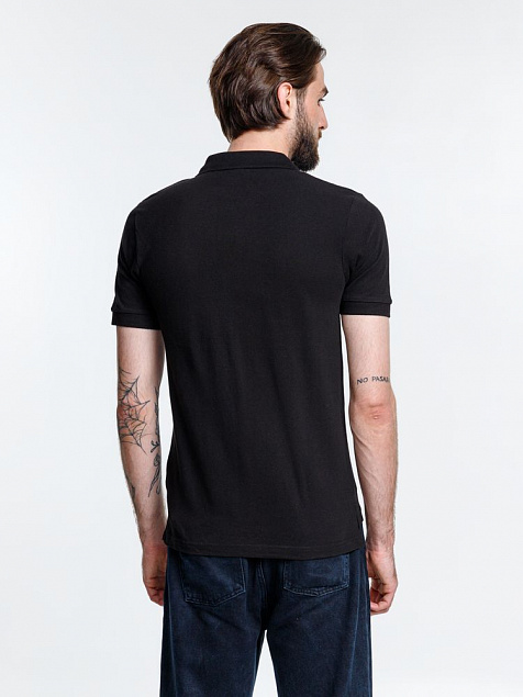 Рубашка поло мужская Adam, черная с логотипом в Ставрополе заказать по выгодной цене в кибермаркете AvroraStore
