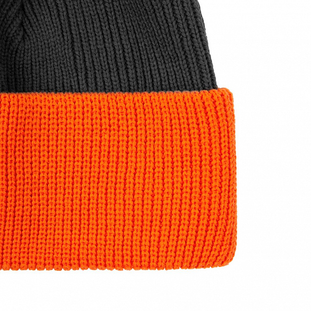 Шапка Snappy, темно-серая с оранжевым с логотипом в Ставрополе заказать по выгодной цене в кибермаркете AvroraStore