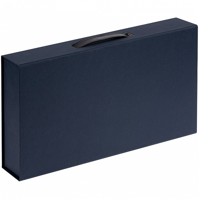Коробка с ручкой Platt, синяя с логотипом в Ставрополе заказать по выгодной цене в кибермаркете AvroraStore