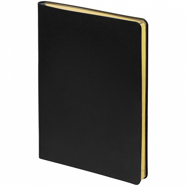 Ежедневник Nebraska Flex, недатированный, черный с золотистым с логотипом в Ставрополе заказать по выгодной цене в кибермаркете AvroraStore