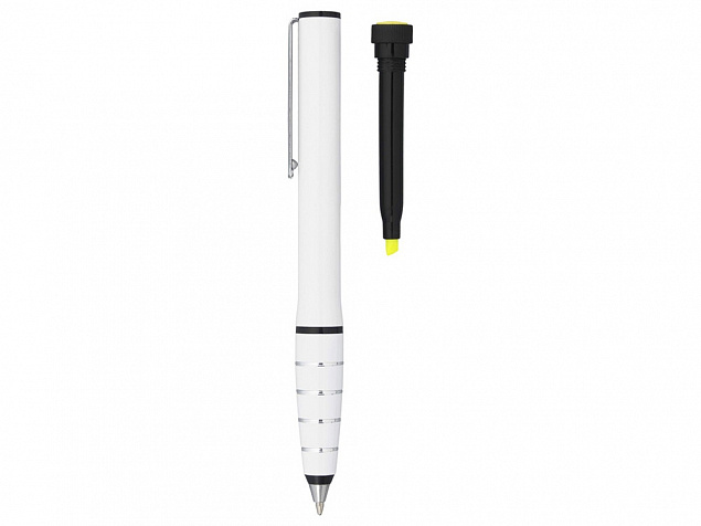 Ручка шариковая с маркером Jura, белый с логотипом в Ставрополе заказать по выгодной цене в кибермаркете AvroraStore