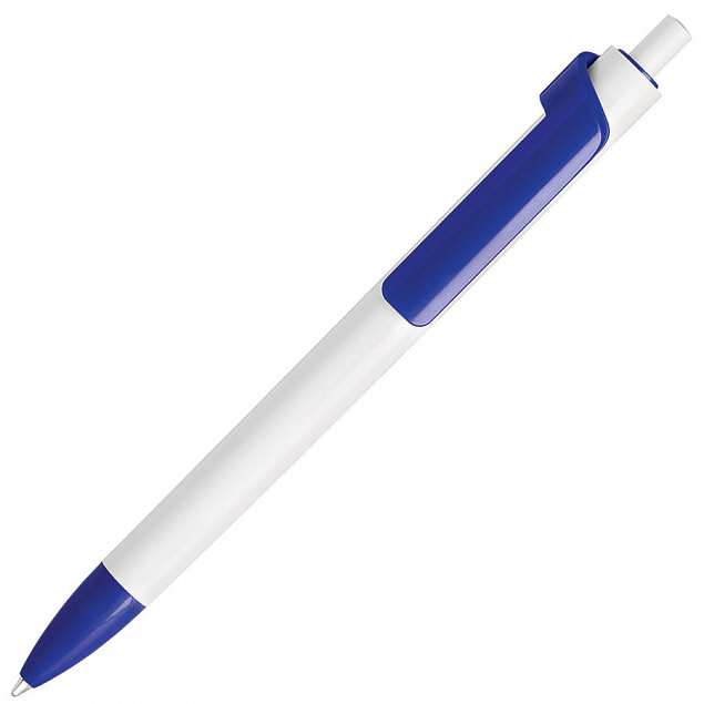 Ручка шариковая FORTE, , белый/синий, пластик с логотипом в Ставрополе заказать по выгодной цене в кибермаркете AvroraStore