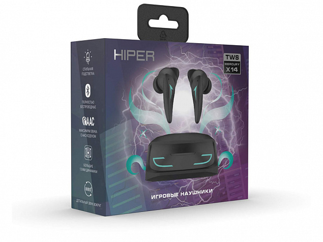 Беспроводные наушники HIPER TWS Mercury X14 (HTW-MX14) Bluetooth 5.1 гарнитура, Черный с логотипом в Ставрополе заказать по выгодной цене в кибермаркете AvroraStore