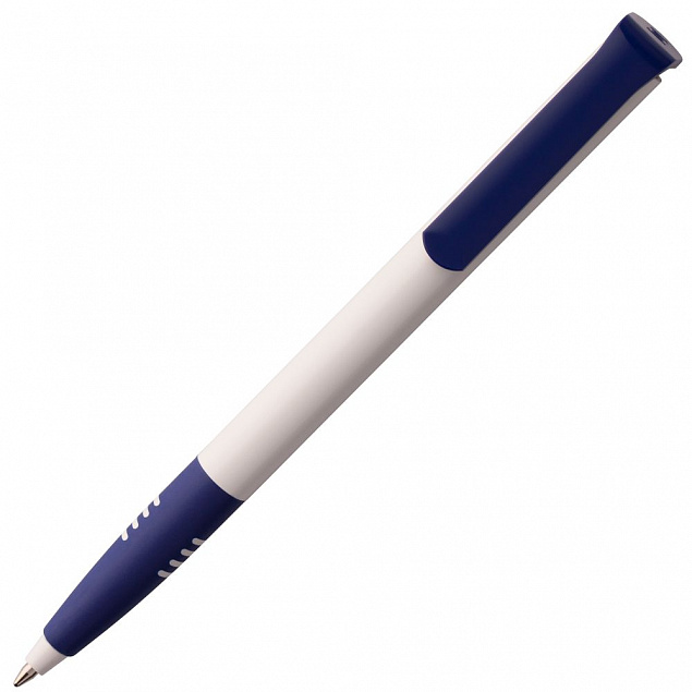 Ручка шариковая Senator Super Soft, белая с синим с логотипом в Ставрополе заказать по выгодной цене в кибермаркете AvroraStore