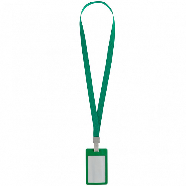 Карман для бейджа с лентой Staff, зеленый с логотипом в Ставрополе заказать по выгодной цене в кибермаркете AvroraStore